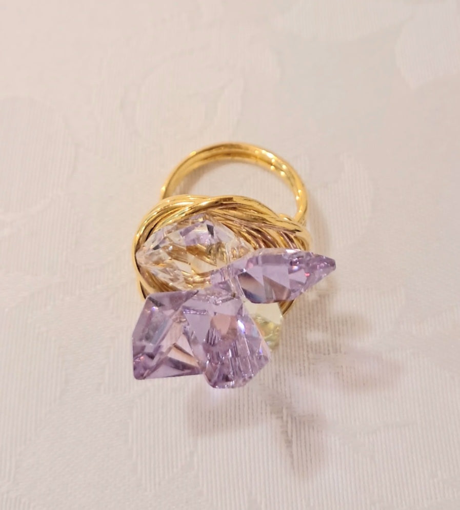 Set ciuffo lilla in acciaio dorato