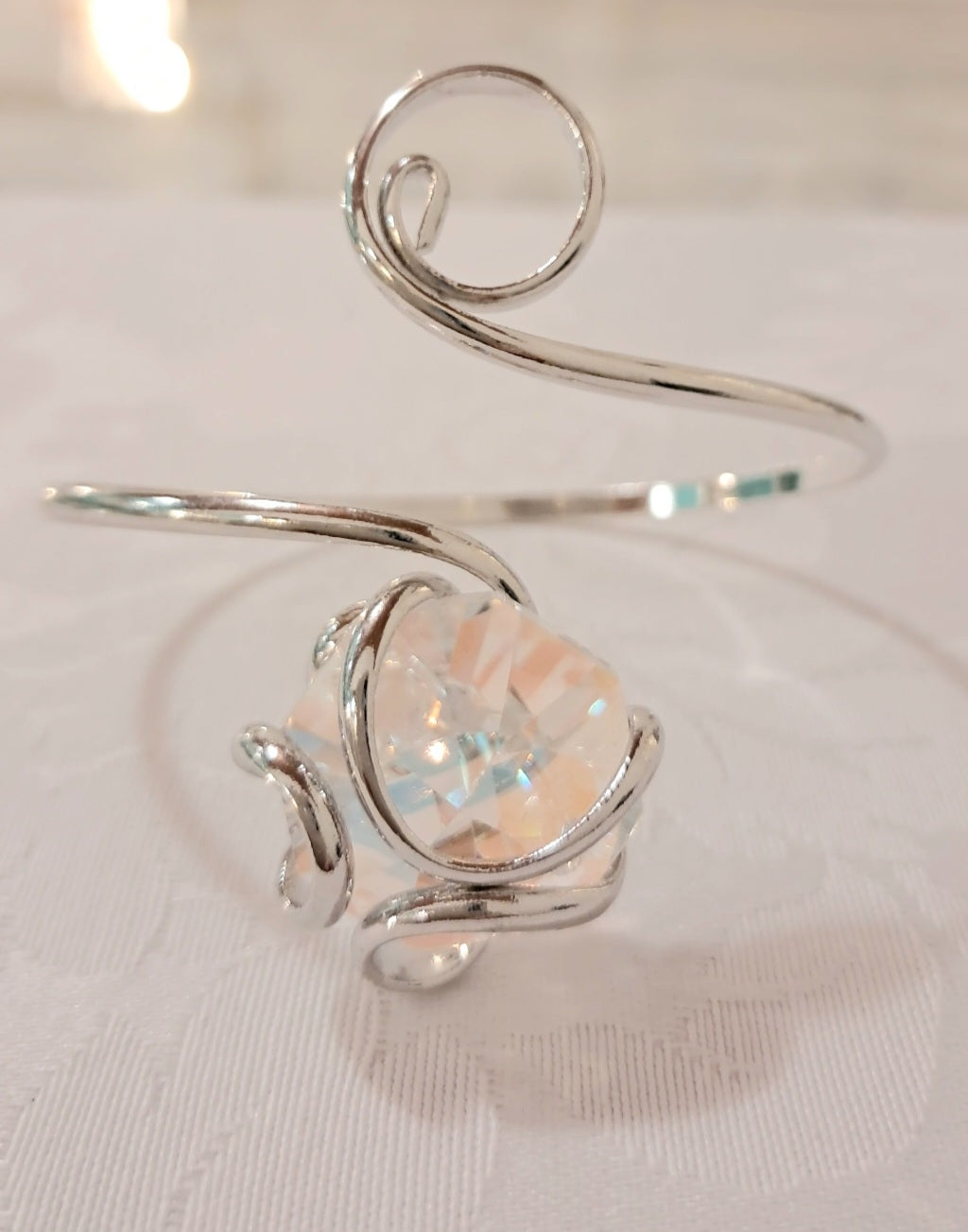 Bracciale giglio grande aurora boreale in acciaio