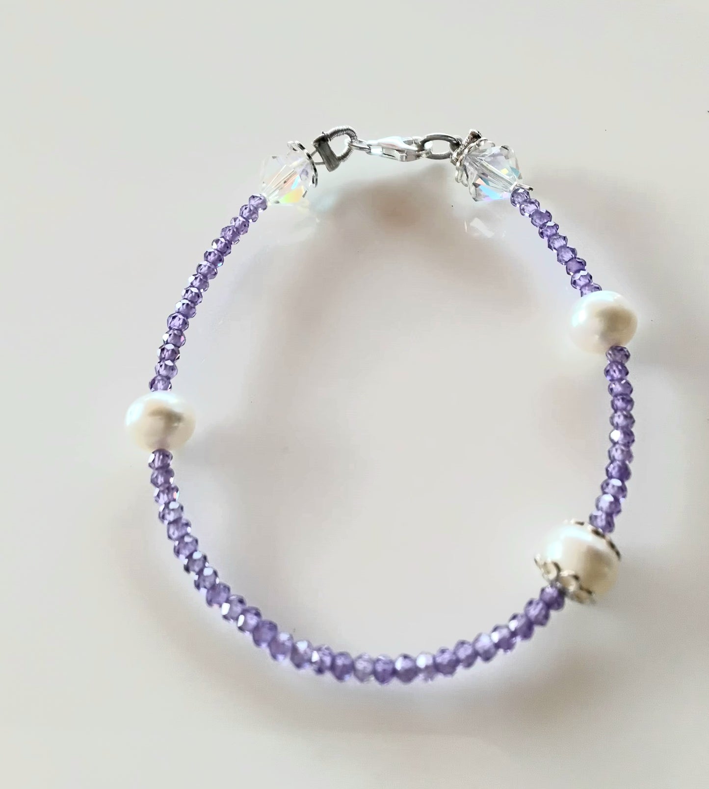 Bracciale zirconi e perla di fiume