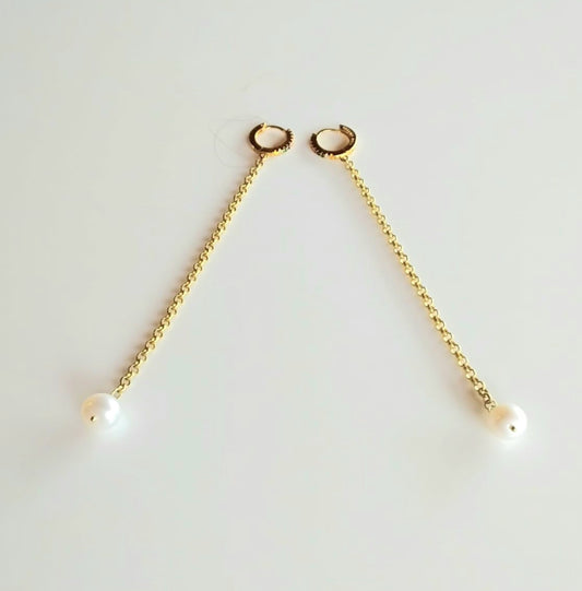 Orecchini in argento placcato oro e perla naturale